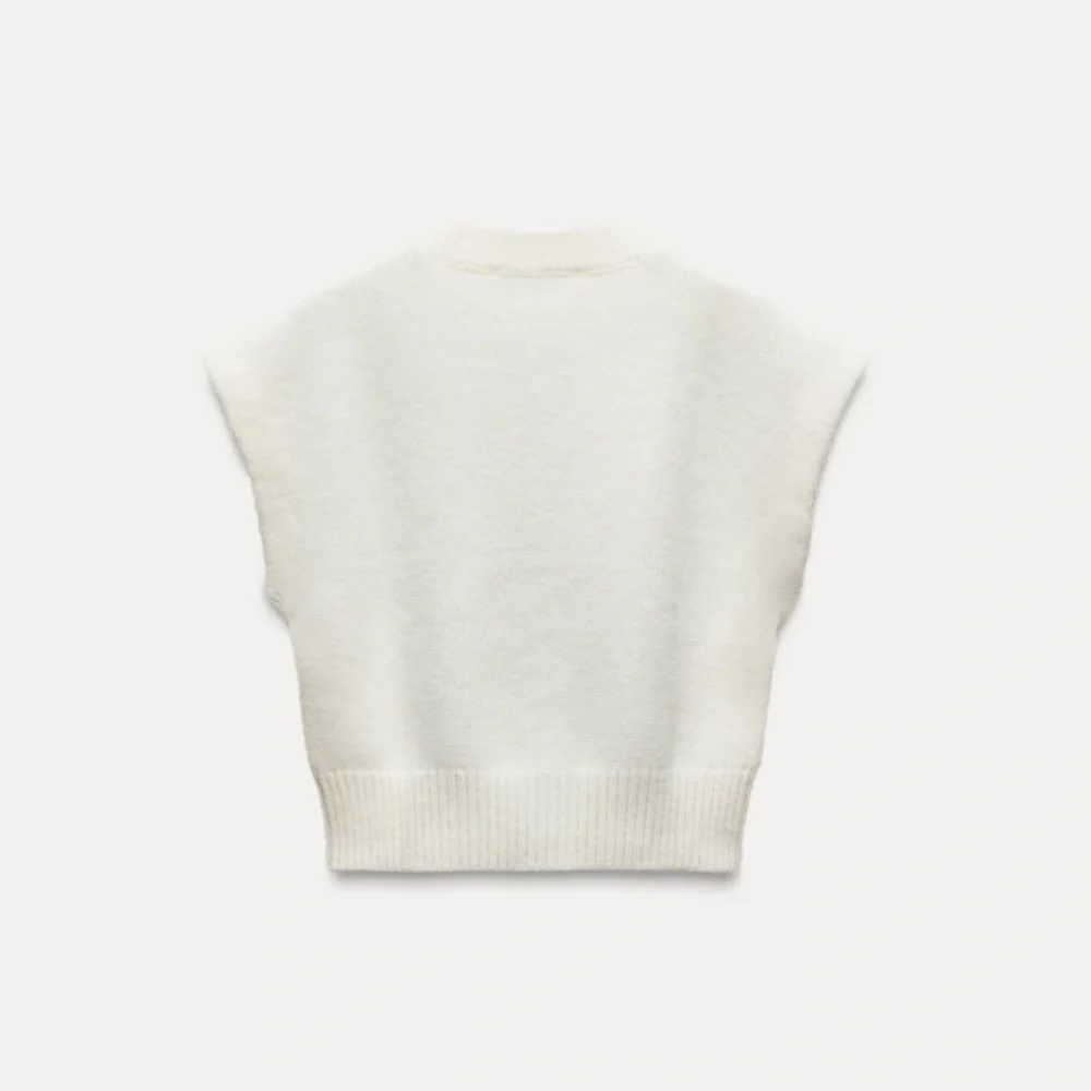 ZARA Two-Tone Knit Cropped Sweater Vest - Picture 8 of 10